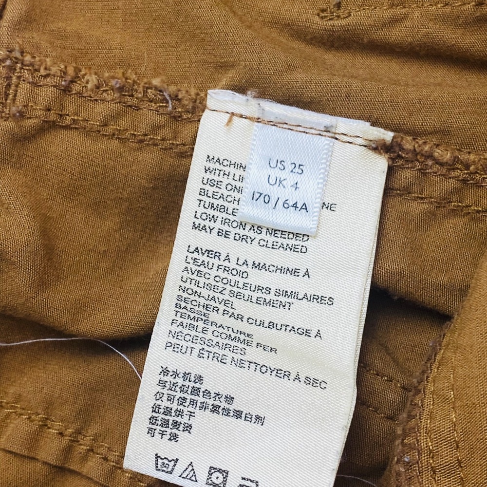 ANTHROPOLOGIE Linen Blend Crop Wide-Leg Pants in Tan Size 25 - Picture 9 of 10